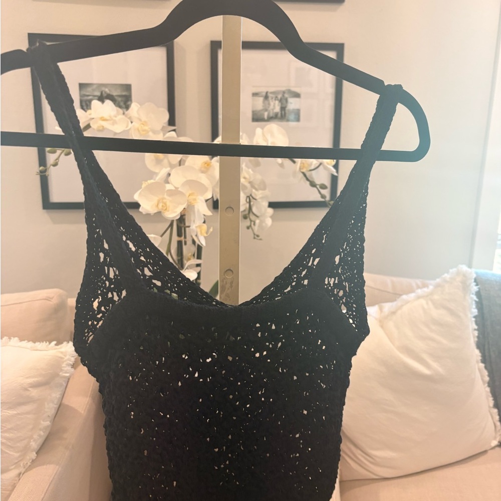 J. Crew Black Crochet Tank Top - Picture 2 of 4